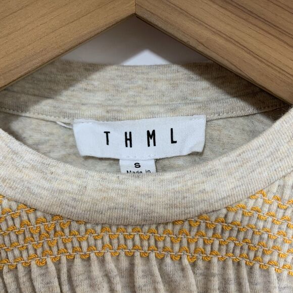 THML Embroidered Short Puffy Sleeve Boho Top Size Small Womens - Picture 7 of 8